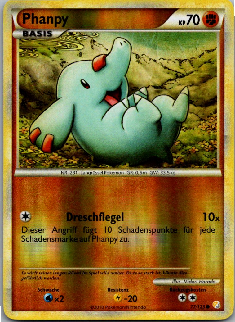 Phanpy 77/123 HeartGold SoulSilver – Vorderseite