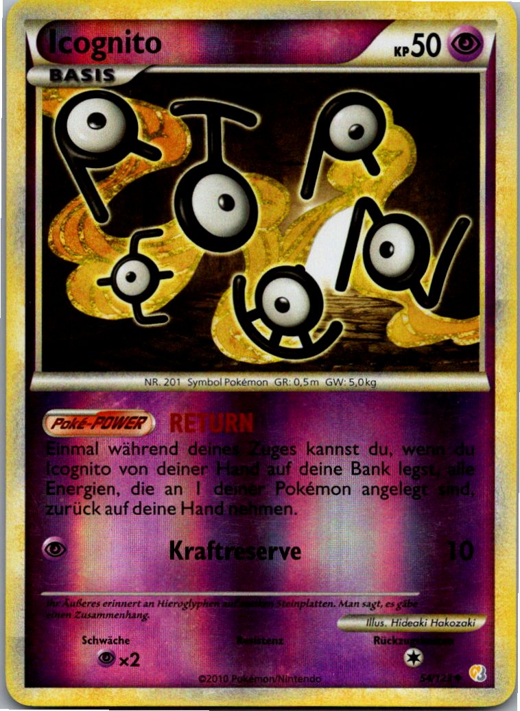 Icognito 54/123 HeartGold SoulSilver – Vorderseite