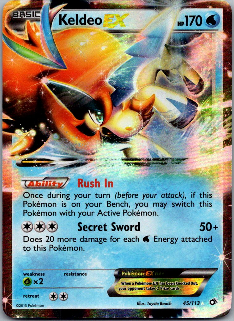 Keldeo-EX 45/113 Legendary Treasures – Vorderseite