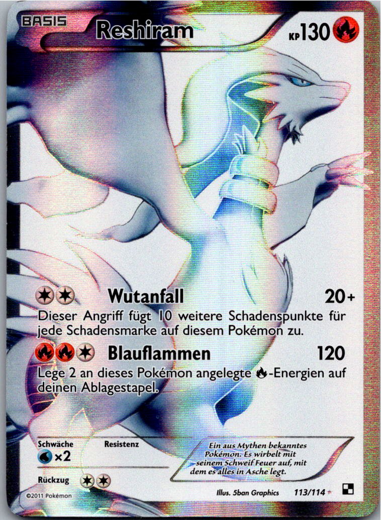 Reshiram 113/114 Schwarz & Weiß – Vorderseite