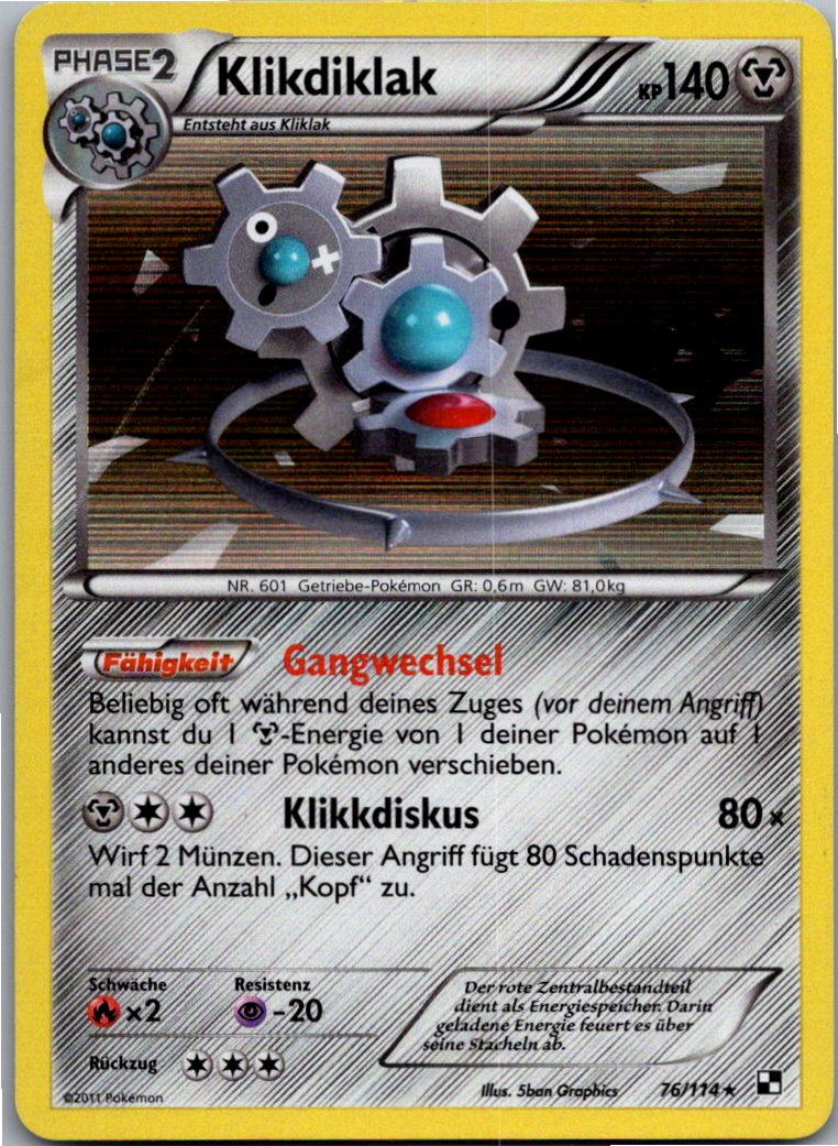 Klikdiklak 76/114 Schwarz & Weiß – Vorderseite