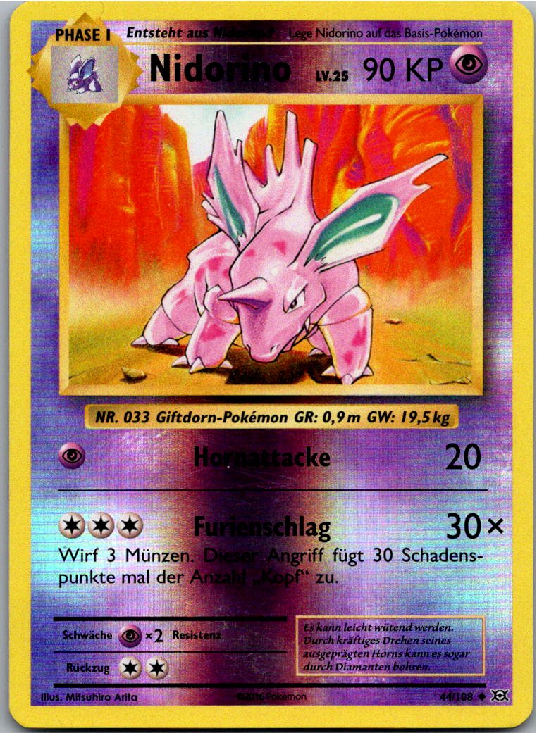 Nidorino 44/108 Evolution – Vorderseite