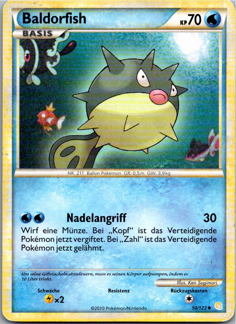 Baldorfish 50/123 HeartGold SoulSilver – Vorderseite