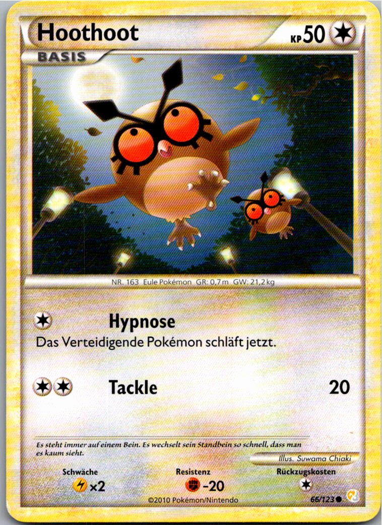 Hoothoot 66/123 HeartGold SoulSilver – Vorderseite