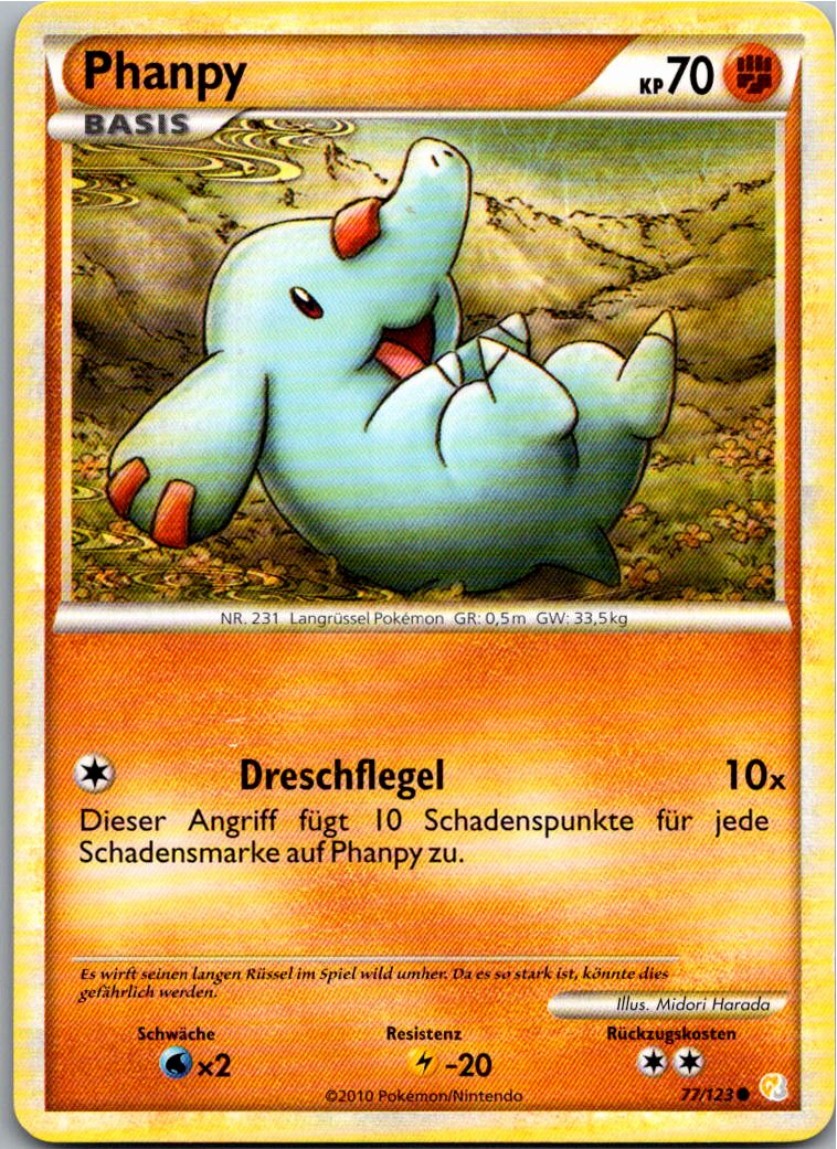 Phanpy 77/123 HeartGold SoulSilver – Vorderseite