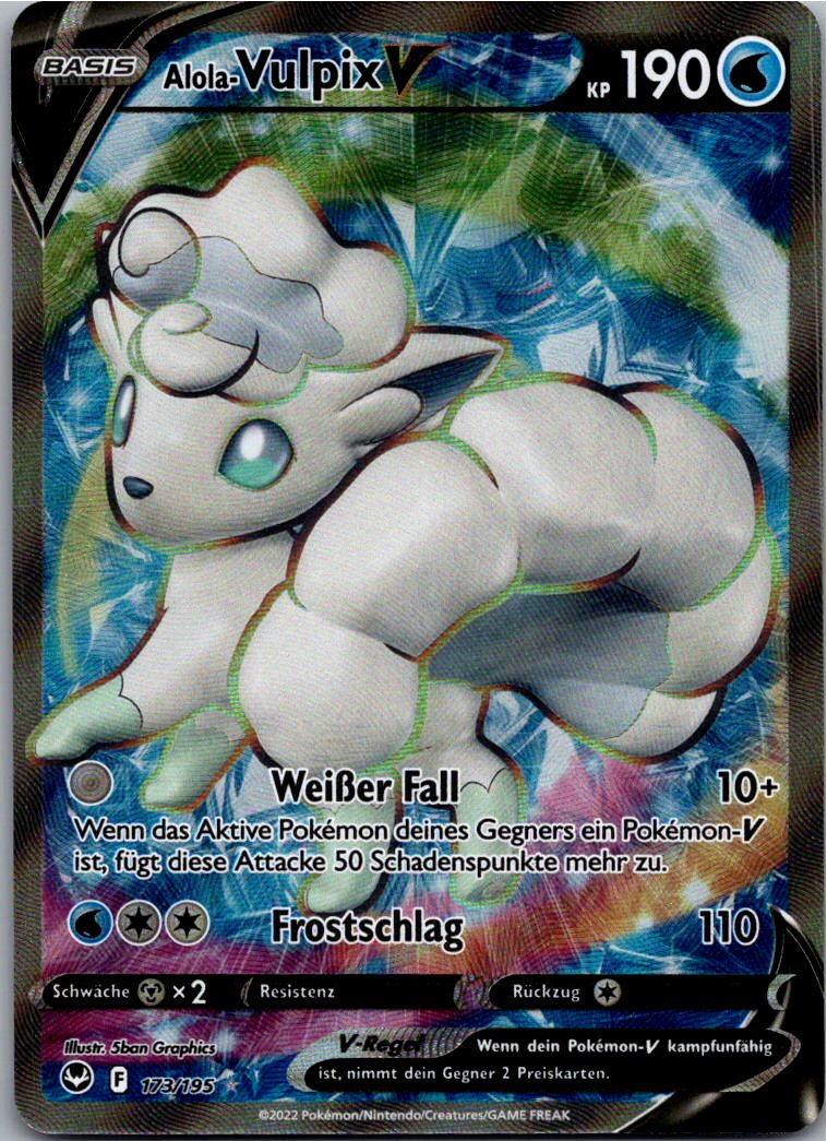 Alola-Vulpix V 173/195 Silberne Sturmwinde – Vorderseite