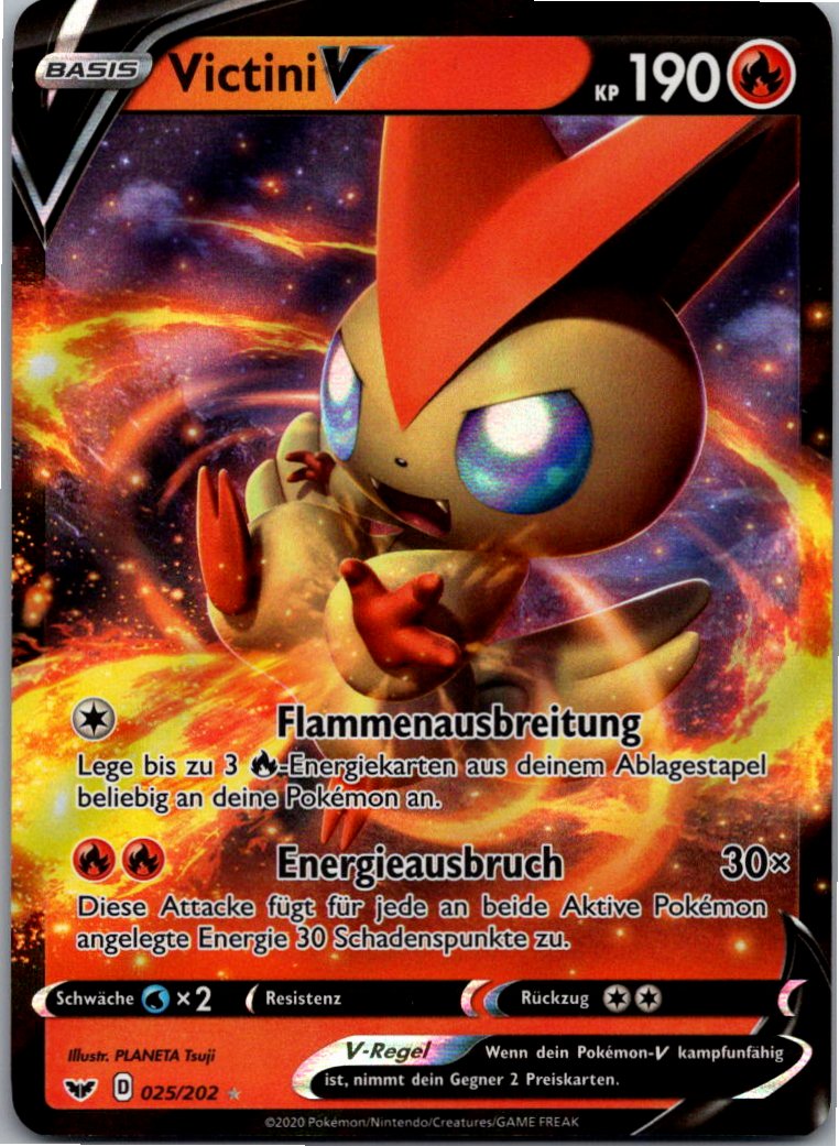 Victini V 025/202 Schwert & Schild – Vorderseite