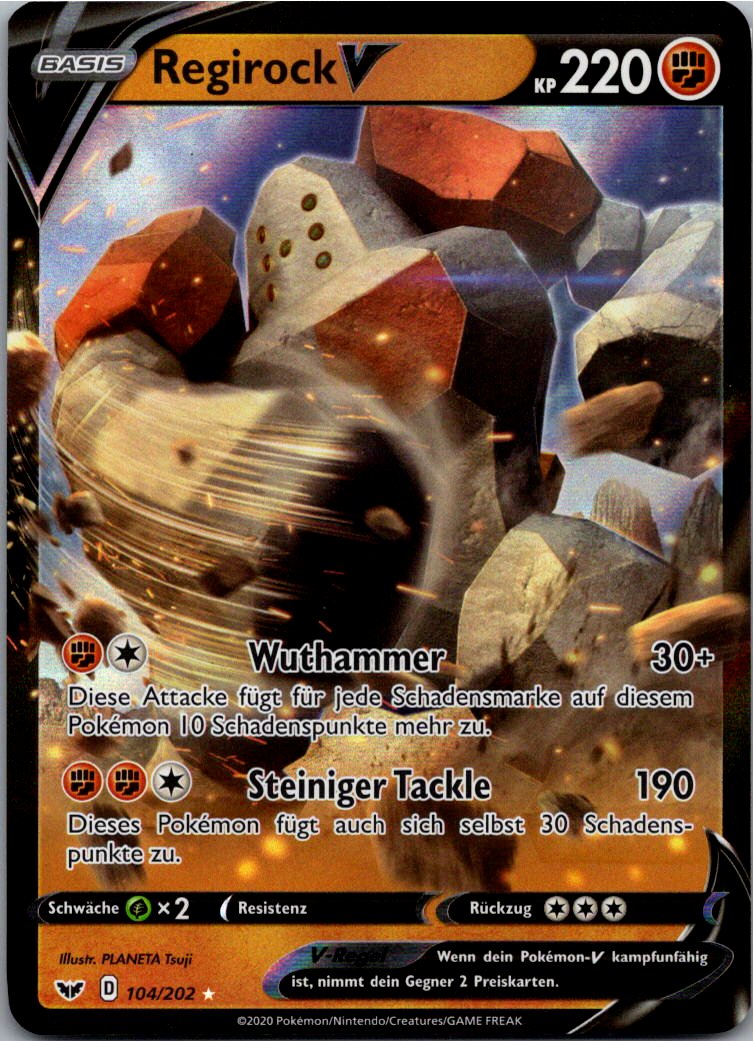 Regirock V 104/202 Schwert & Schild – Vorderseite