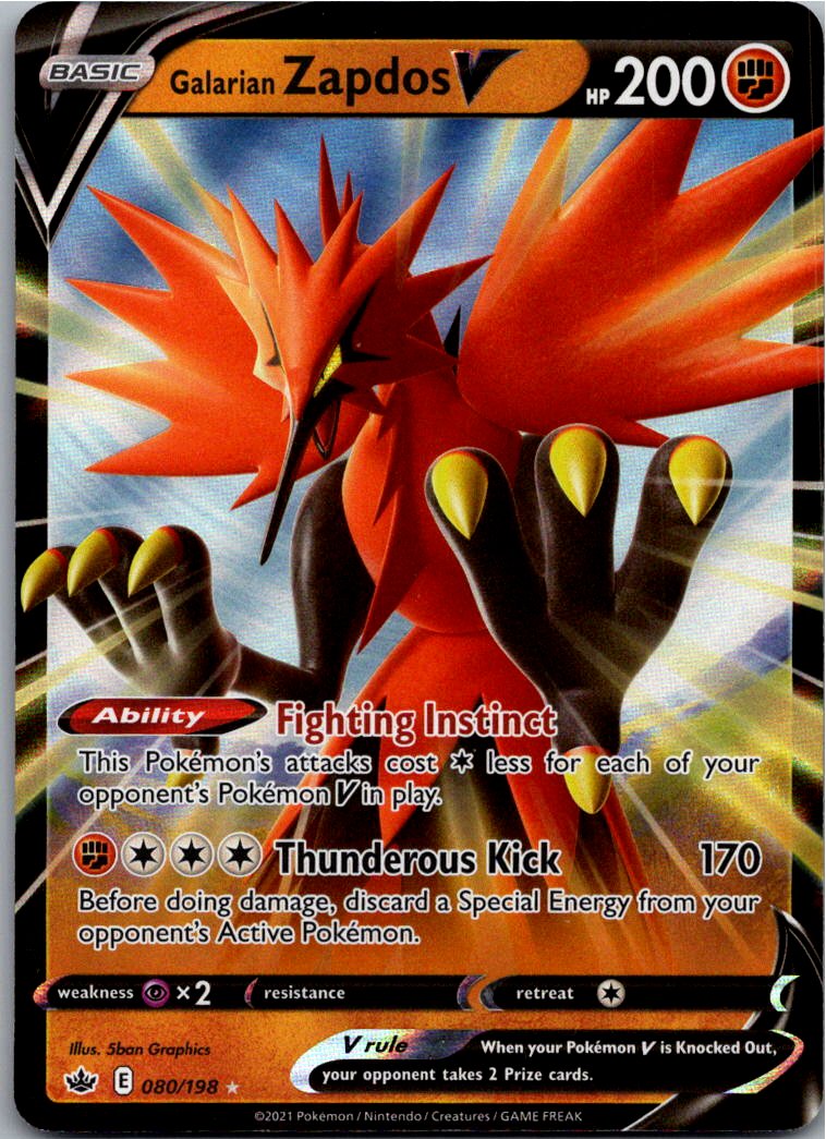 Galarian Zapdos V Zapdos V 080/198 Schaurige Herrschaft – Vorderseite