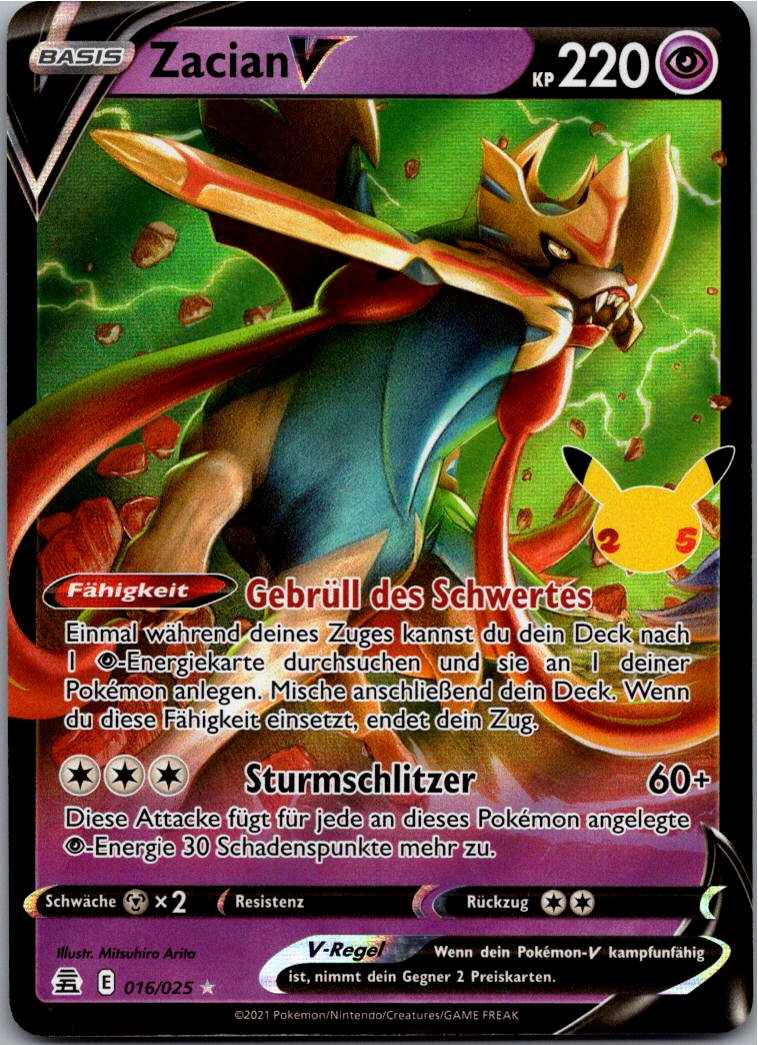 Zacian V 016/025 Celebrations – Vorderseite