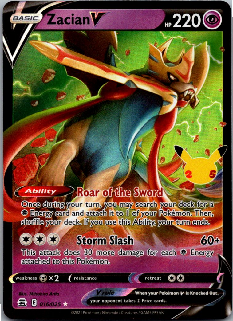 Zacian V 016/025 Celebrations – Vorderseite