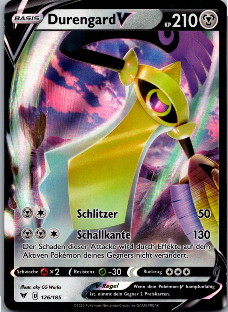 Aegislash V Durengard V 126/185 Farbenschock – Vorderseite