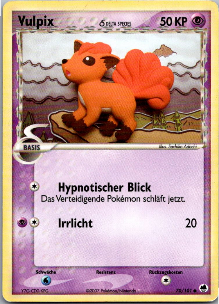 Vulpix 70/101 EX Dragon Frontiers – Vorderseite