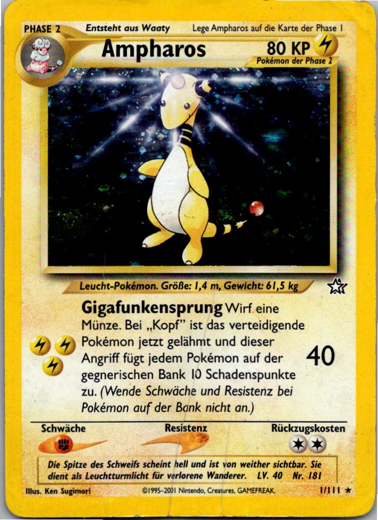 Ampharos 1/111 Neo Genesis – Vorderseite
