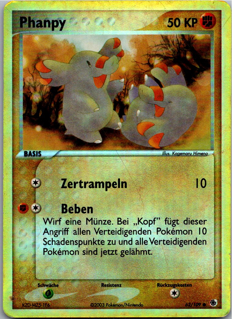 Phanpy 62/109 EX Rubin & Saphir – Vorderseite