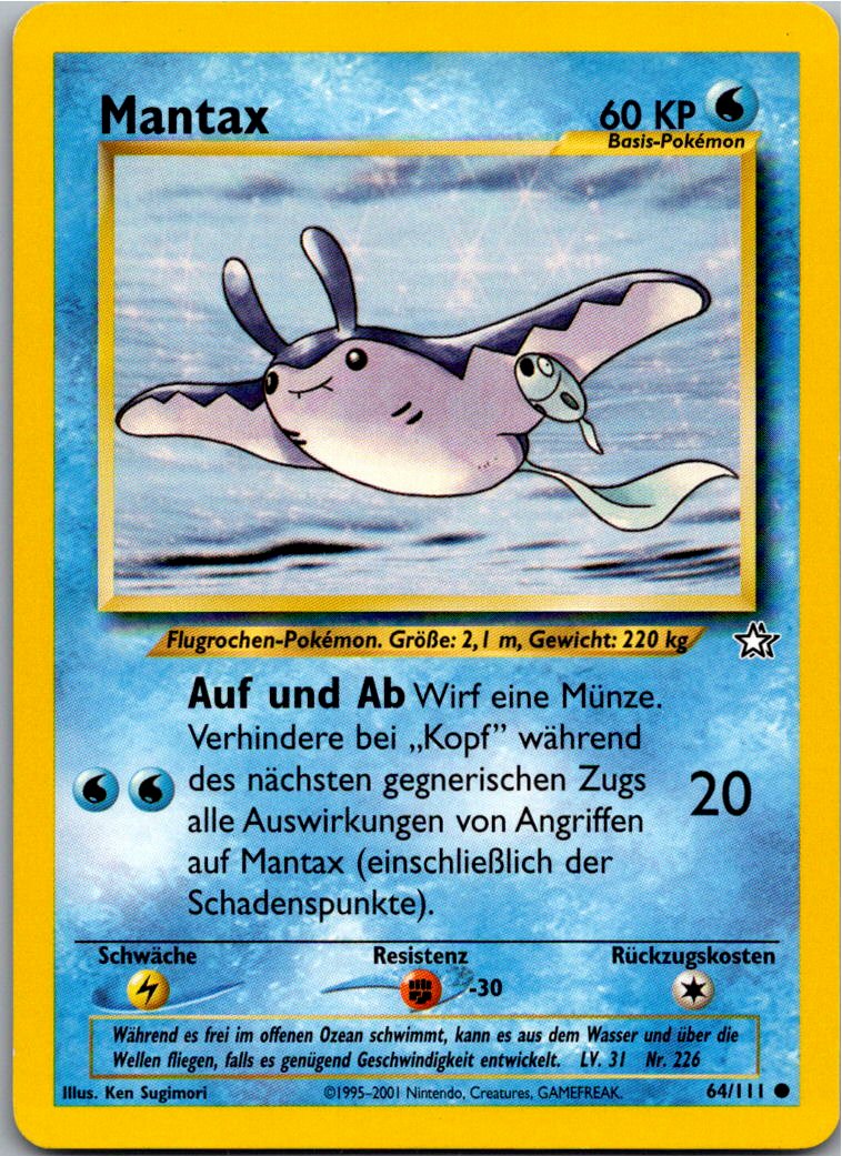 Mantax 64/111 Neo Genesis – Vorderseite