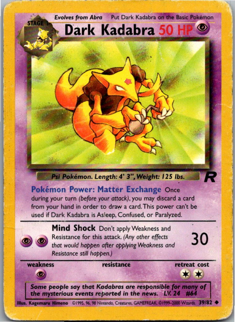 Dark Kadabra Dunkles Kadabra 39/82 Team Rocket – Vorderseite