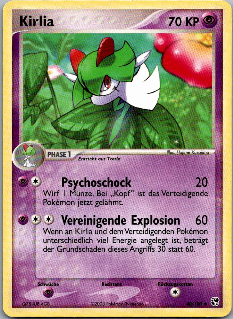 Kirlia 40/100 EX Sandsturm – Vorderseite