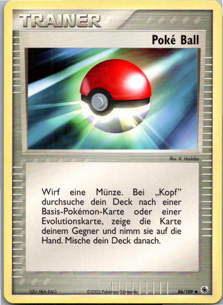 Poke Ball 86/109 EX Rubin & Saphir – Vorderseite