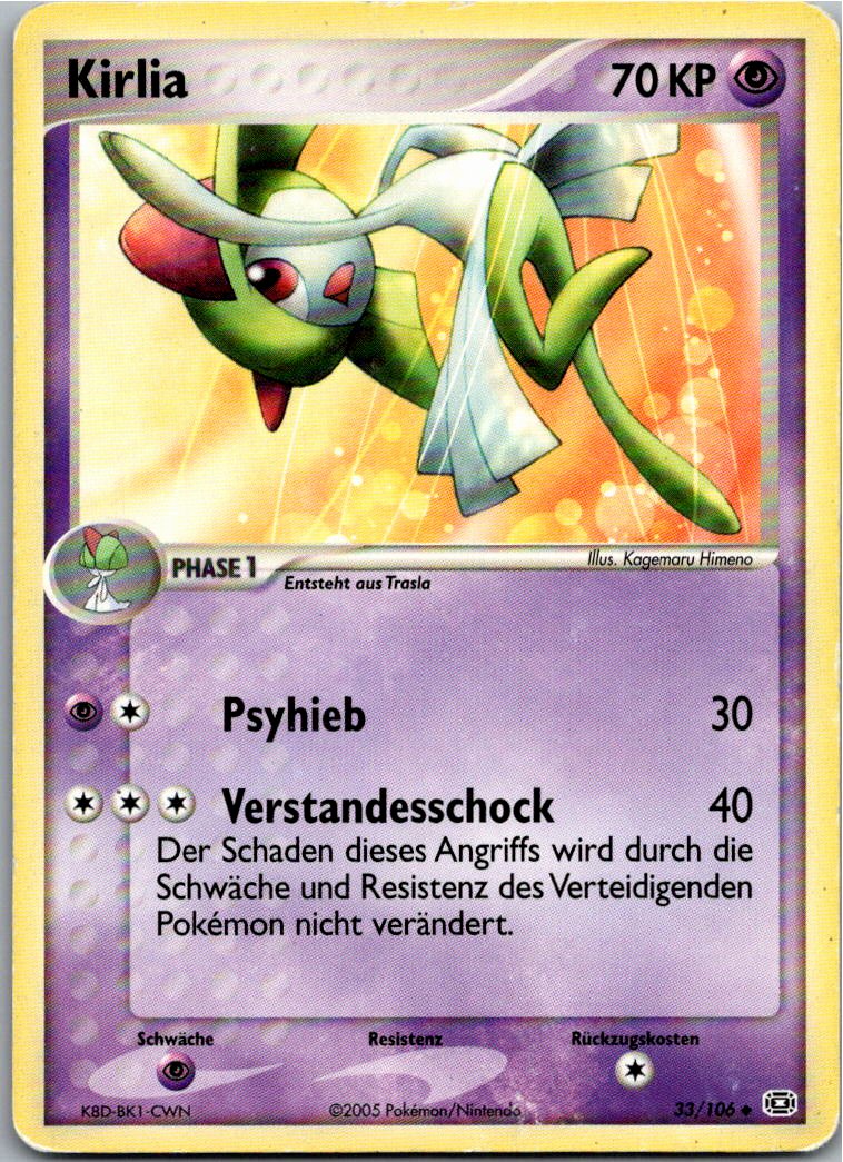 Kirlia 33/106 EX Smaragd – Vorderseite