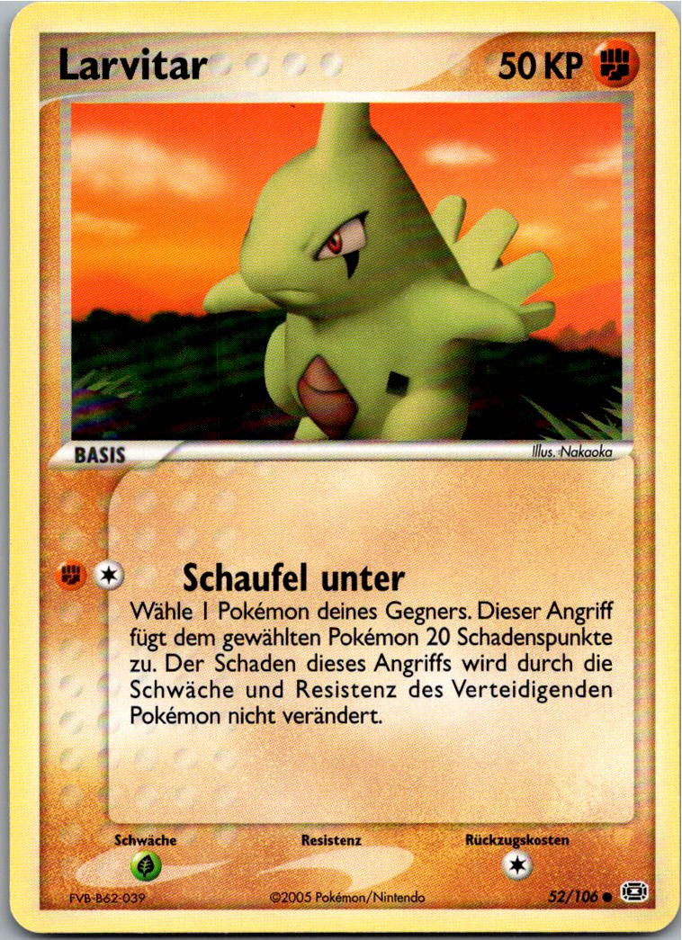 Larvitar 52/106 EX Smaragd – Vorderseite
