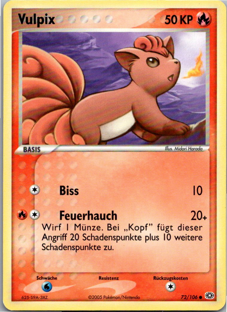 Vulpix 72/106 EX Smaragd – Vorderseite