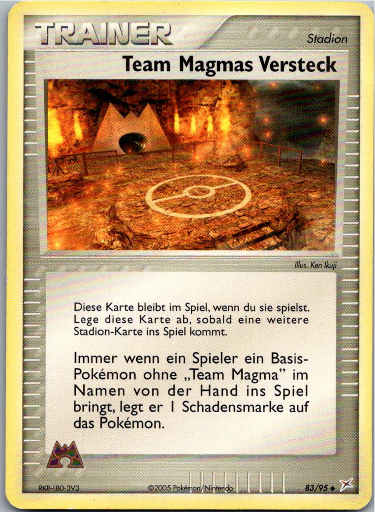 Team Magmas Versteck 83/95 EX Team Magma vs Team Aqua – Vorderseite