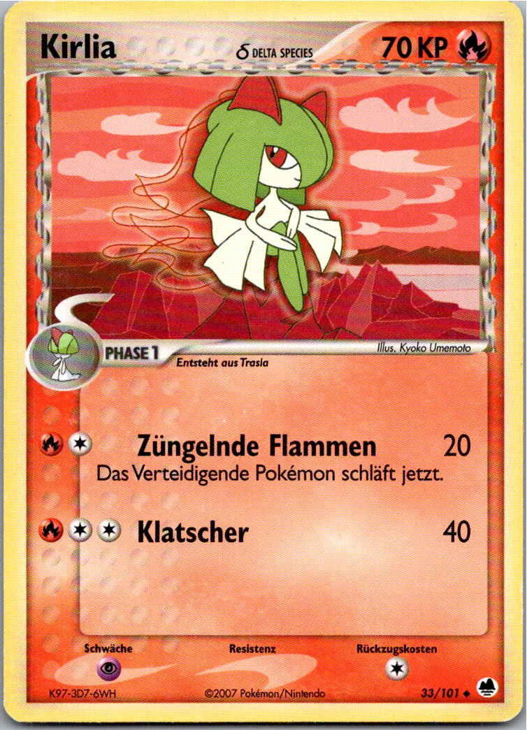 Kirlia 33/101 EX Dragon Frontiers – Vorderseite