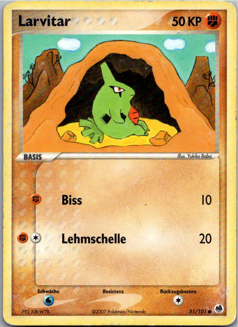 Larvitar 51/101 EX Dragon Frontiers – Vorderseite