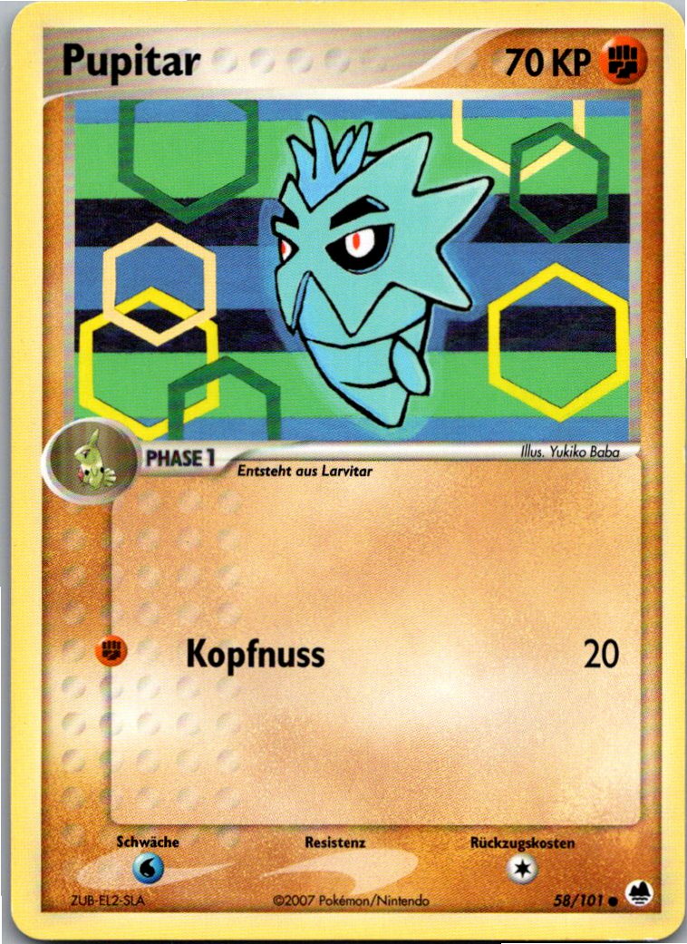 Pupitar 58/101 EX Dragon Frontiers – Vorderseite