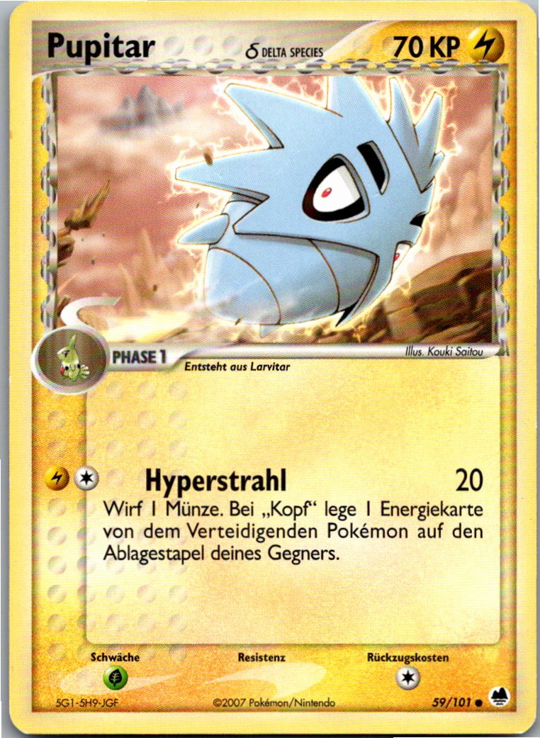 Pupitar 59/101 EX Dragon Frontiers – Vorderseite
