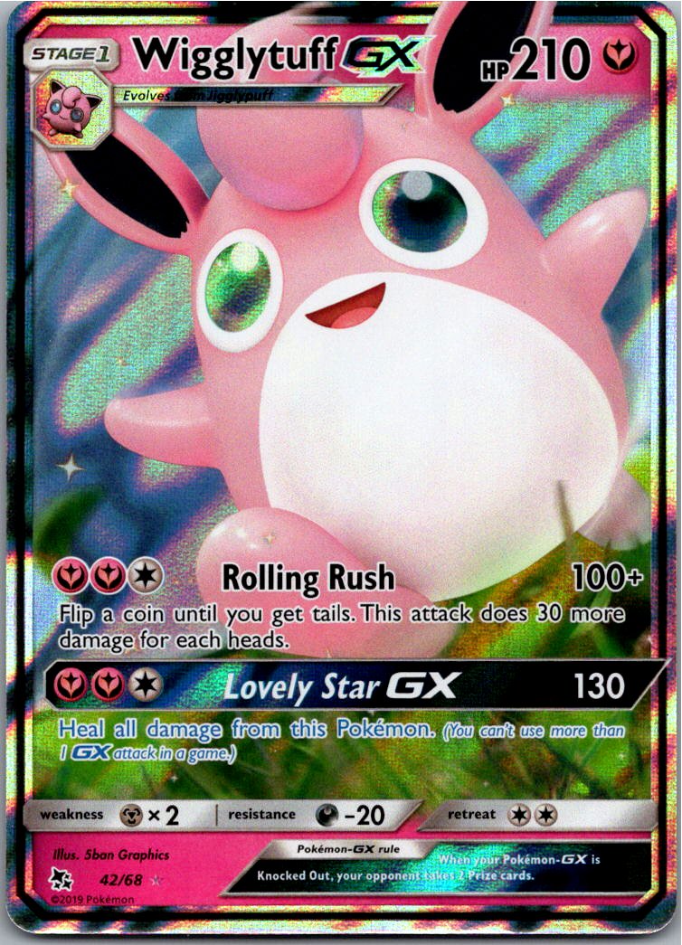Wigglytuff GX Knuddeluff GX 42/68 Verborgenes Schicksal – Vorderseite