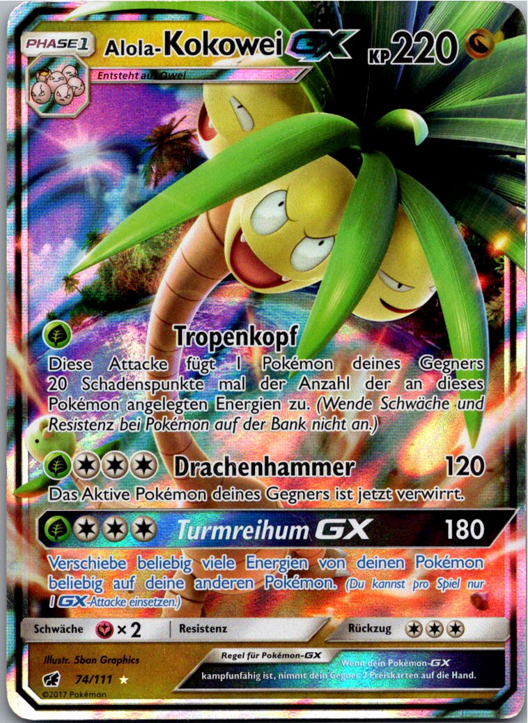 Alola-Kokowei GX 74/111 Aufziehen der Sturmröte – Vorderseite