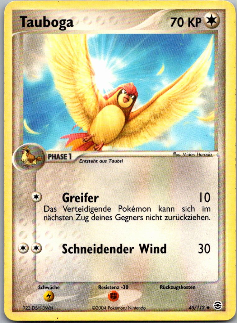 Pidgeotto 45/112 EX Feuerrot & Blattgrün – Vorderseite