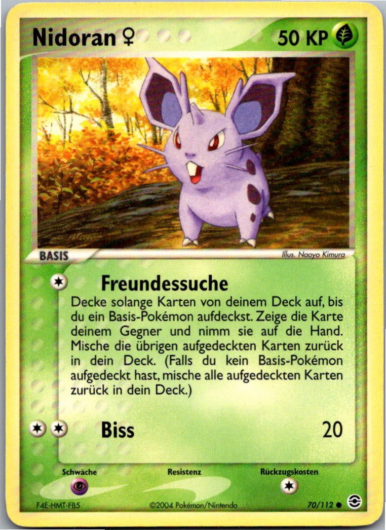Nidoran 70/112 EX Feuerrot & Blattgrün – Vorderseite