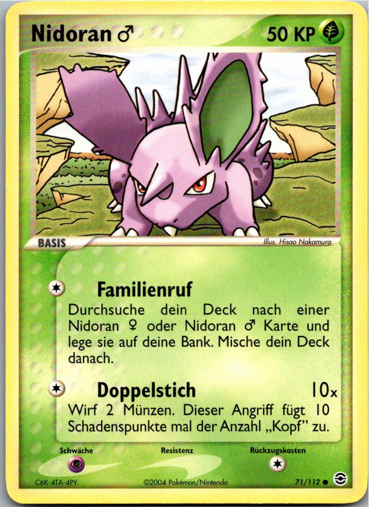Nidoran 71/112 EX Feuerrot & Blattgrün – Vorderseite