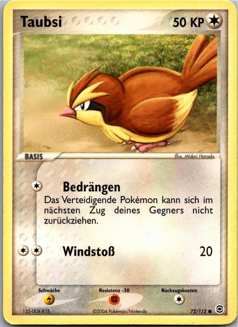 Taubsi 73/112 EX Feuerrot & Blattgrün – Vorderseite
