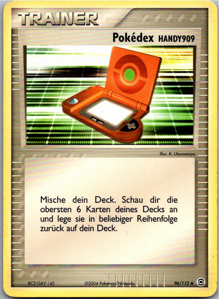 Pokédex Handy 909 96/112 EX Feuerrot & Blattgrün – Vorderseite