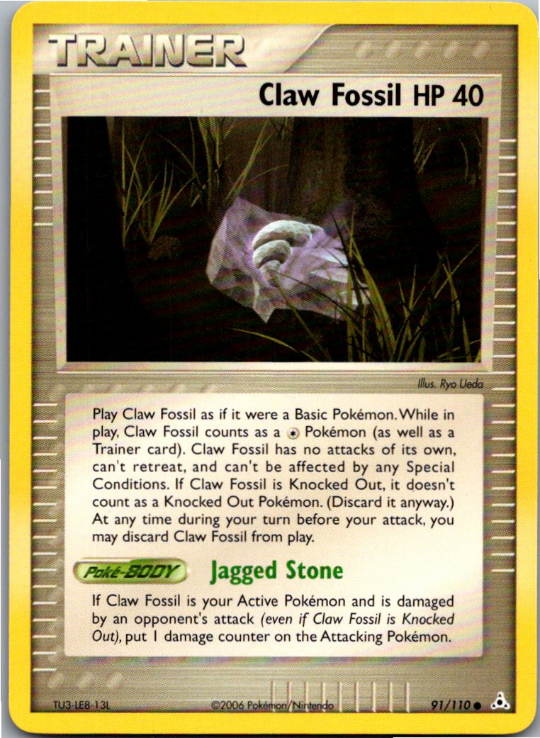 Claw Fossil Klauenfossil 91/110 EX Holon Phantoms – Vorderseite