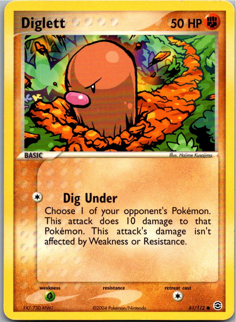 Diglett Digda 61/112 EX Feuerrot & Blattgrün – Vorderseite