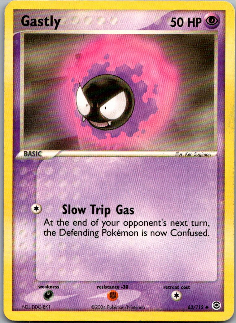 Gastly Nebulak 63/112 EX Feuerrot & Blattgrün – Vorderseite
