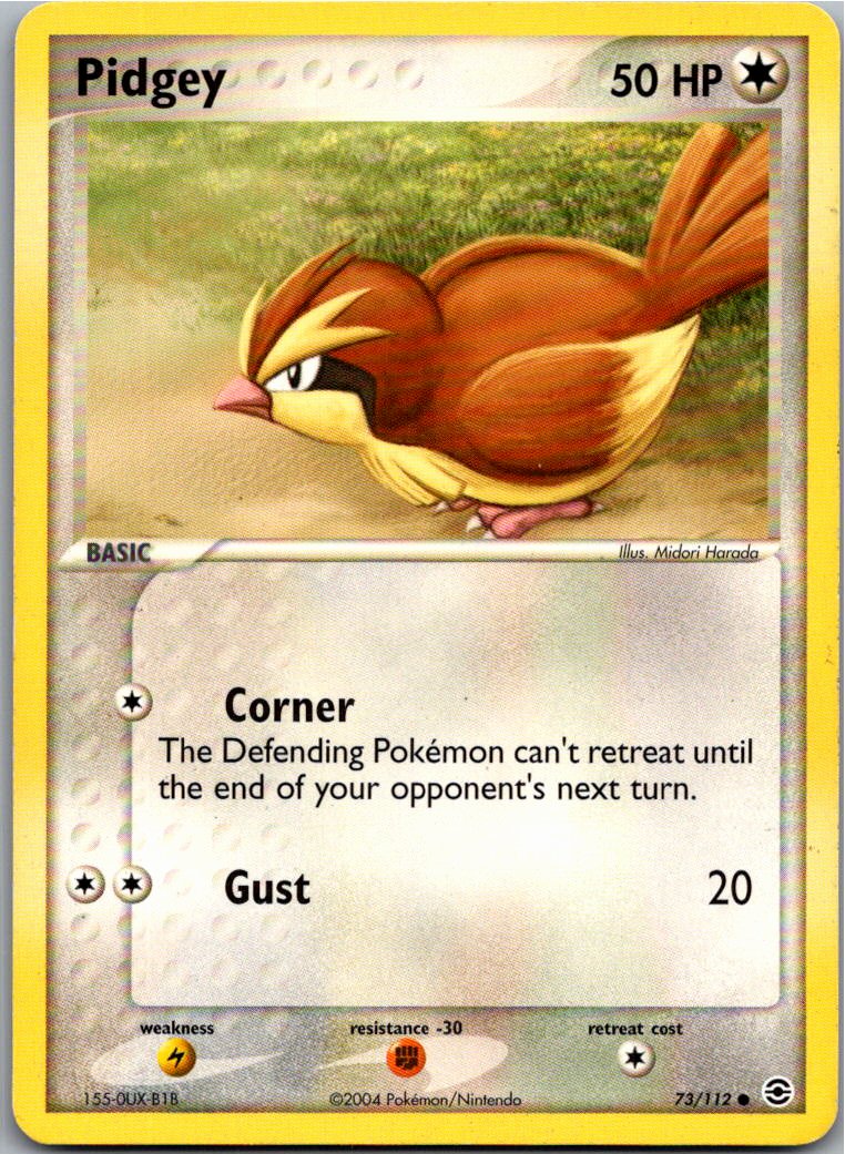 Pidgey Taubsi 73/112 EX Feuerrot & Blattgrün – Vorderseite