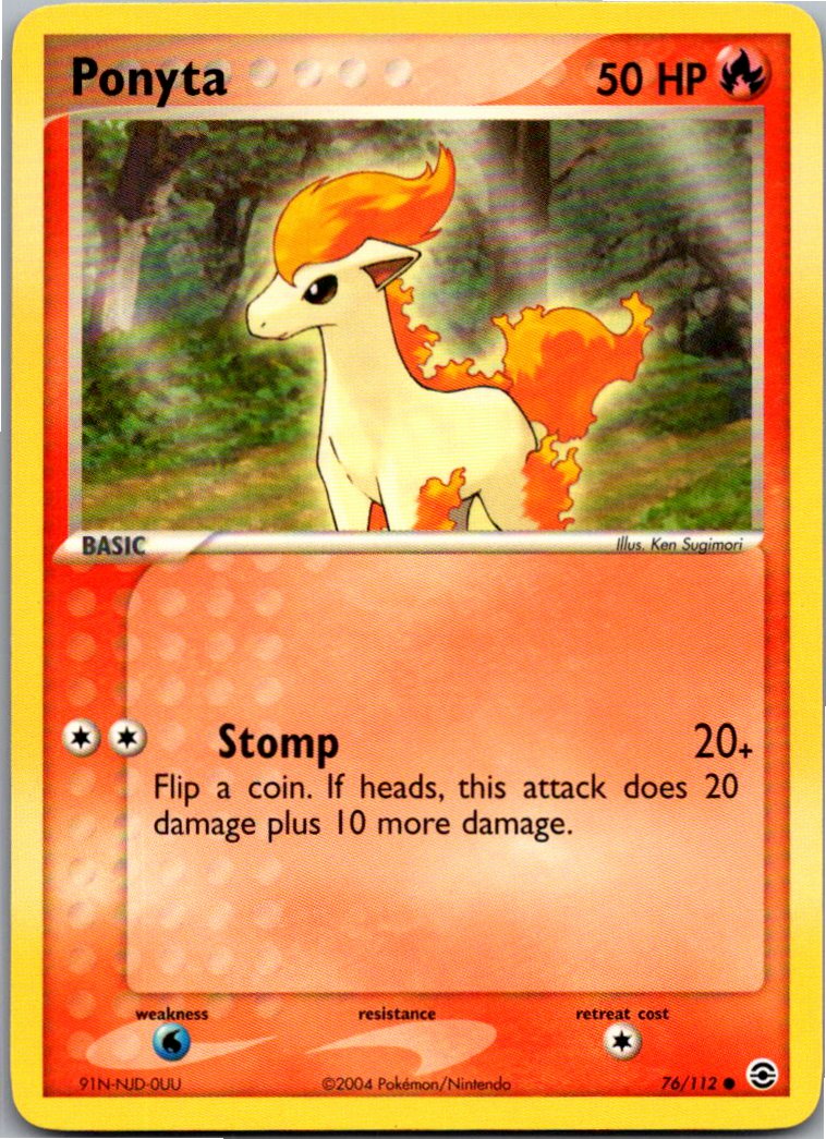 Ponyta Ponita 76/112 EX Feuerrot & Blattgrün – Vorderseite