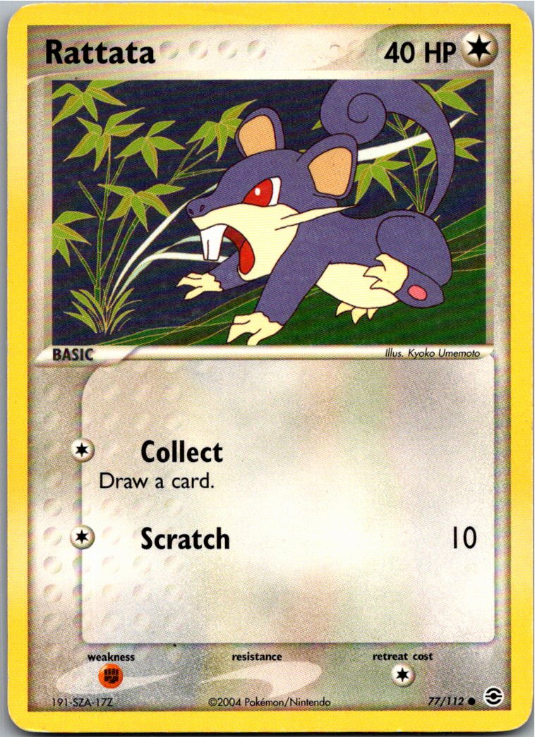 Rattata Rattfratz 77/112 EX Feuerrot & Blattgrün – Vorderseite