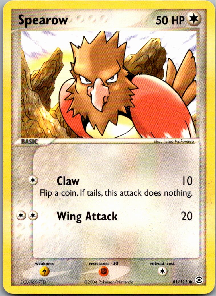 Spearow Habitak 81/112 EX Feuerrot & Blattgrün – Vorderseite
