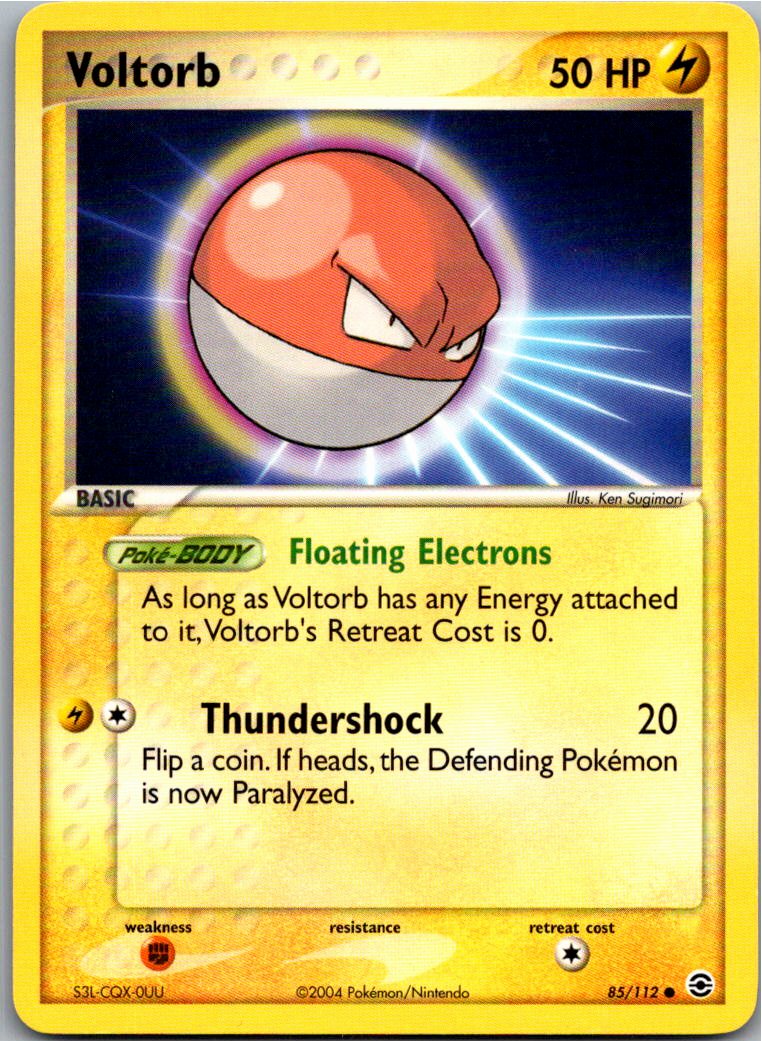 Voltorb Voltobal 85/112 EX Feuerrot & Blattgrün – Vorderseite