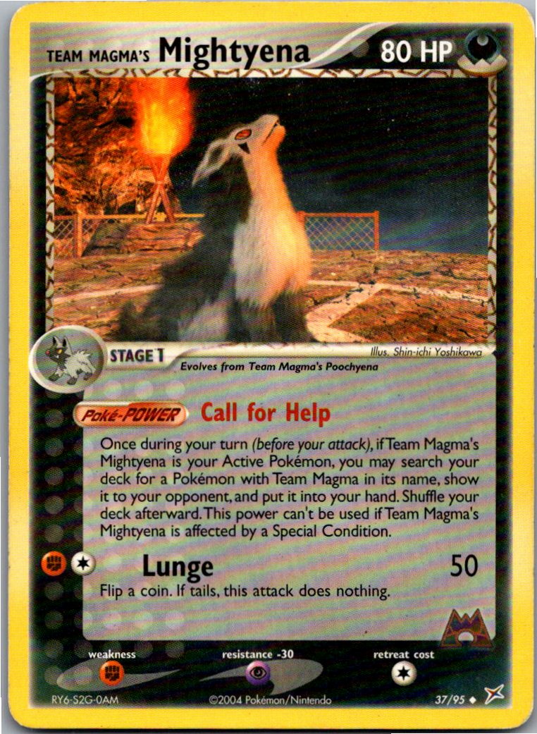 Team Magma's Mightyena 37/95 EX Team Magma vs Team Aqua – Vorderseite