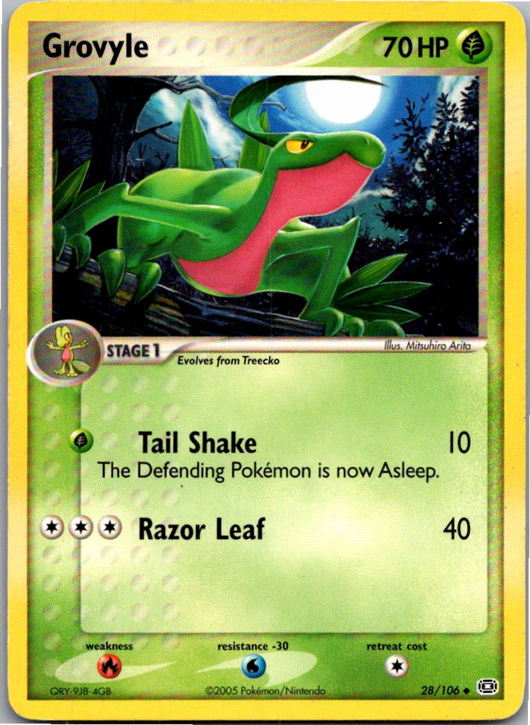 Grovyle Reptain 28/106 EX Smaragd – Vorderseite