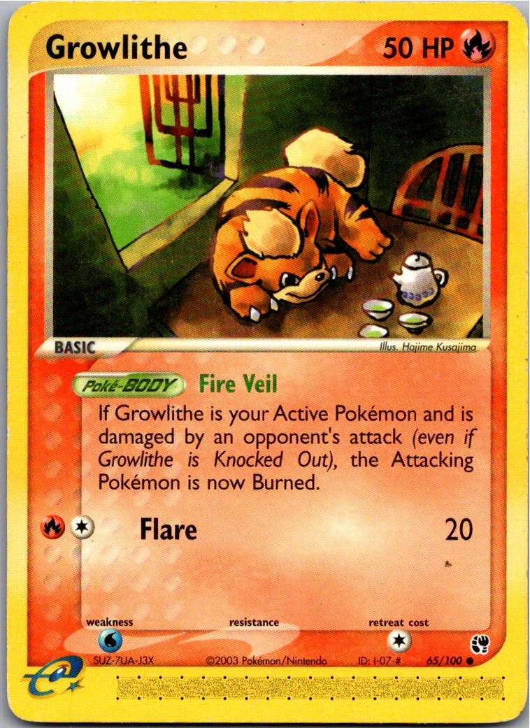 Growlithe Fukano 65/100 EX Sandsturm – Vorderseite