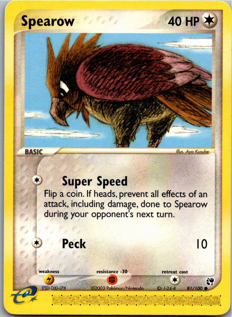 Spearow Habitak 81/100 EX Sandsturm – Vorderseite